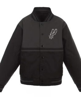 Black/Charcoal Youth San Antonio Spurs Poly Twill Jacket