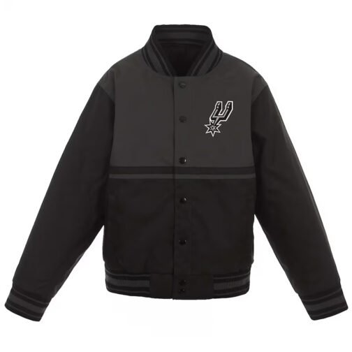 Black/Charcoal Youth San Antonio Spurs Poly Twill Jacket