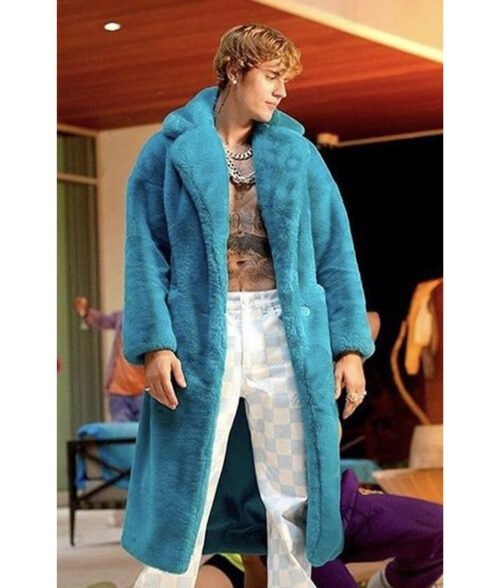 Justin Bieber Blue Fur Coat - Image 11
