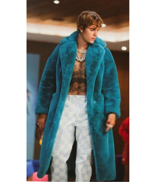 Justin Bieber Blue Fur Coat - Image 2