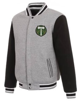 Portland Timbers Gray and Black Varsity Wool Jacket