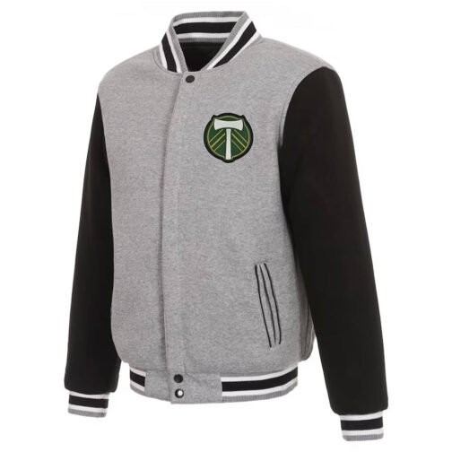 Portland Timbers Gray and Black Varsity Wool Jacket