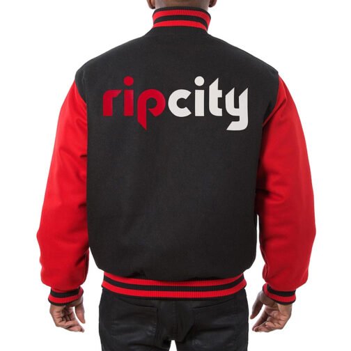 Portland Trail Blazers Black and Red Varsity All Wool Jacket - Image 2