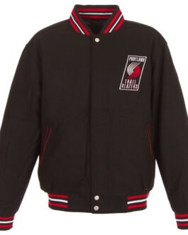 Portland Trail Blazers Two-Hit Varsity Black Wool Jacket
