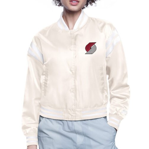 Portland Trail Blazers Printed Logo Varsity Satin Jacket - Image 2