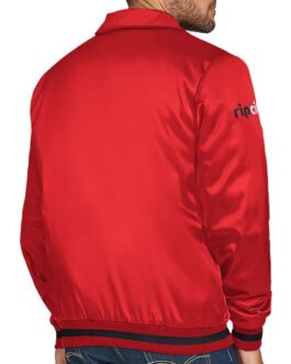 Portland Trail Blazers Stitch Applique Red Satin Jacket