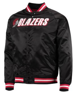 Black Portland Trail Blazers Throwback Wordmark Jacket
