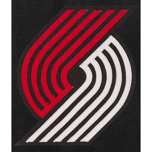 Portland Trail Blazers Two-Hit Black and White Varsity Jacket - Image 3