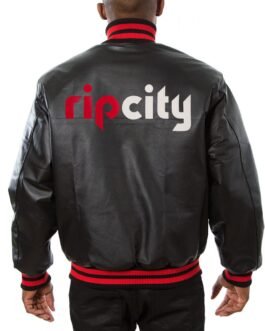 Varsity Portland Trail Blazers Black Leather Jacket