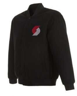 Portland Trail Blazers Varsity Black Wool Jacket