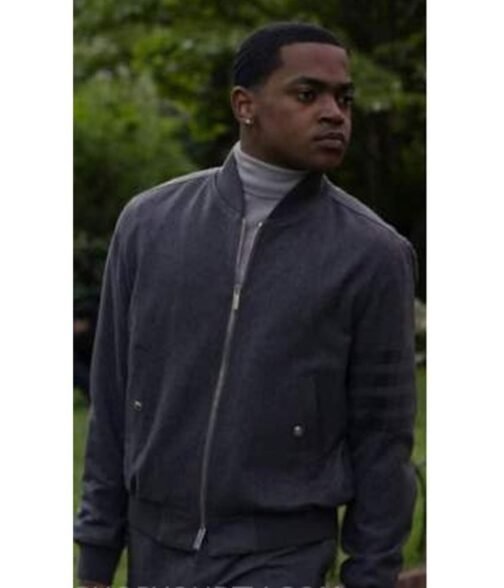 Power Book II S02 Michael Rainey Jr 4-Bar Bomber Grey Jacket - Image 2
