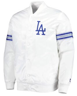 LA Dodgers White Power Forward Satin Jacket