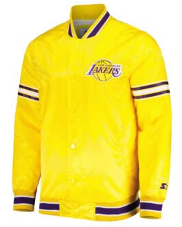 LA Lakers Forward Power White/Yellow/Purplr Satin Jacket
