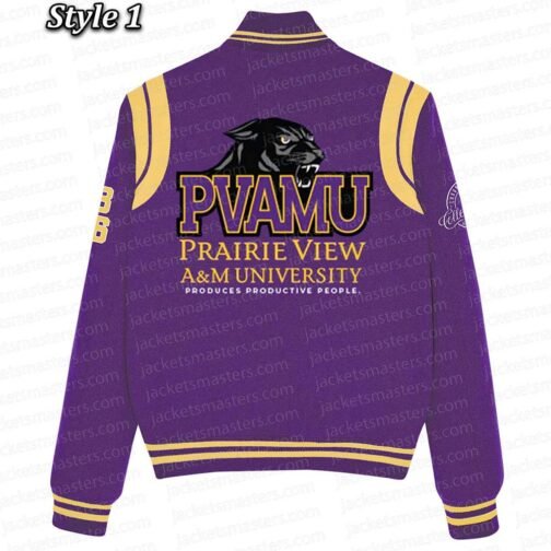 Purple Prairie View A&M University Varsity Full-Snap Wool Jacket - Image 3