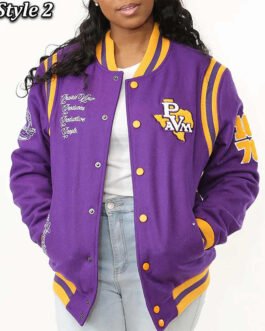 Purple Prairie View A&M University Varsity Full-Snap Wool Jacket