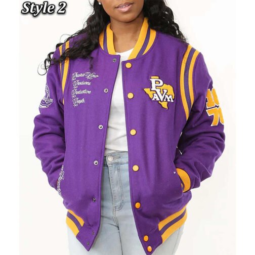 Purple Prairie View A&M University Varsity Full-Snap Wool Jacket - Image 2