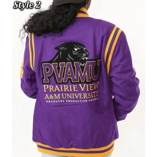 Purple Prairie View A&M University Varsity Full-Snap Wool Jacket - Image 4