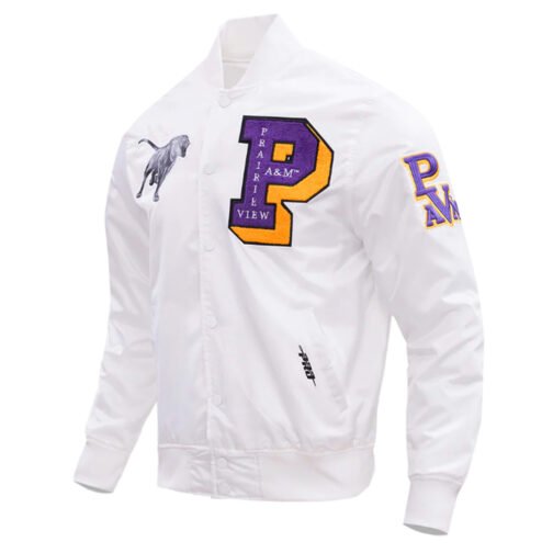 Prairie View A&M University Classic White Satin Jacket - Image 3