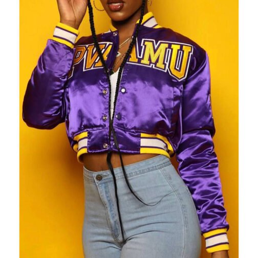 Women’s Embroidered Prairie View A&M University Purple Jacket - Image 4