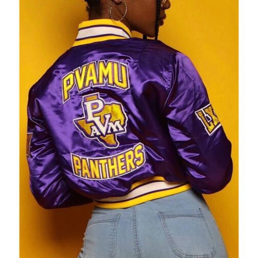 Women’s Embroidered Prairie View A&M University Purple Jacket - Image 5