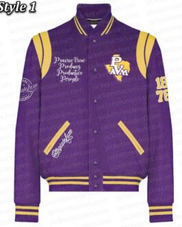 Purple Prairie View A&M University Varsity Full-Snap Wool Jacket