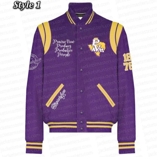 Purple Prairie View A&M University Varsity Full-Snap Wool Jacket