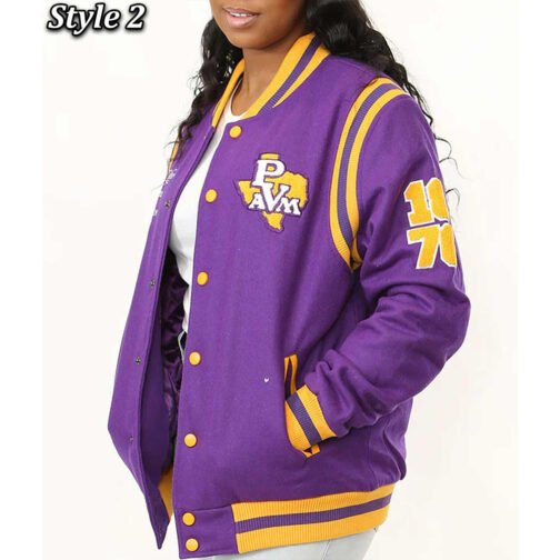 Purple Prairie View A&M University Varsity Full-Snap Wool Jacket - Image 5