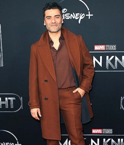 Oscar Isaac Moon Knight Premiere Brown Coat - Image 11