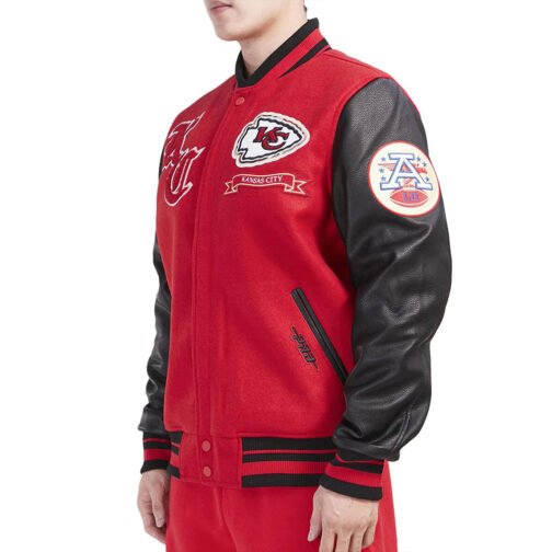 Prep Kansas City Chiefs Red and Black Varsity Jacket - Image 4