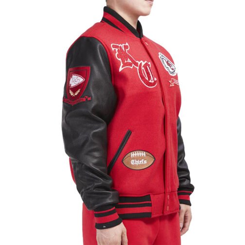 Prep Kansas City Chiefs Red and Black Varsity Jacket - Image 3