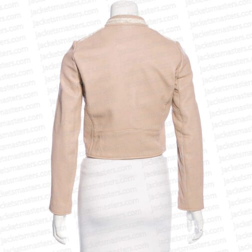 Pretty Little Liars S07 Lucy Hale Beige Leather Jacket - Image 4