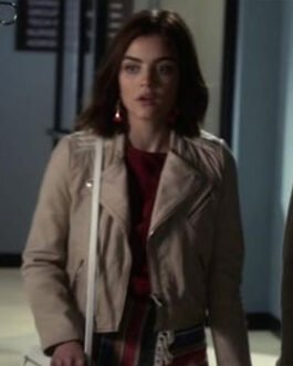 Pretty Little Liars S07 Lucy Hale Beige Leather Jacket