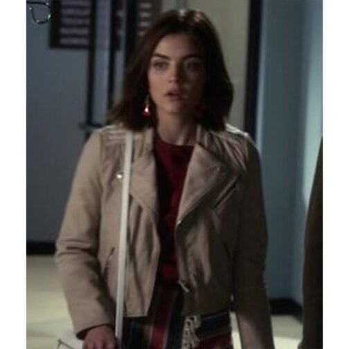Pretty Little Liars S07 Lucy Hale Beige Leather Jacket - Image 2