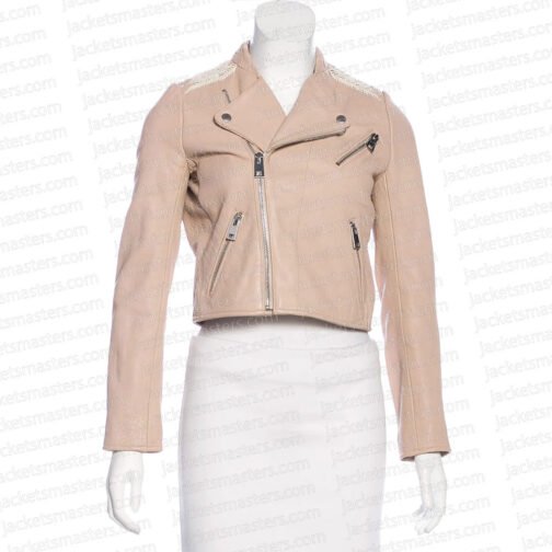 Pretty Little Liars S07 Lucy Hale Beige Leather Jacket - Image 3