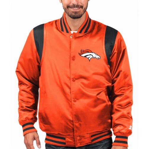 Prime Time Denver Broncos Orange/Navy Satin Jacket - Image 4