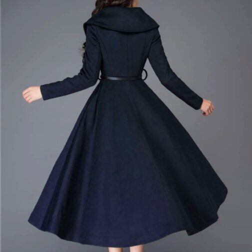 Women’s Princess Swing Green Wool Coat - Image 5