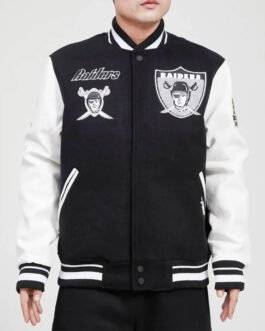 Pro Los Vegas Raiders Varsity Black and White Jacket