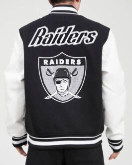Pro Los Vegas Raiders Varsity Black and White Jacket