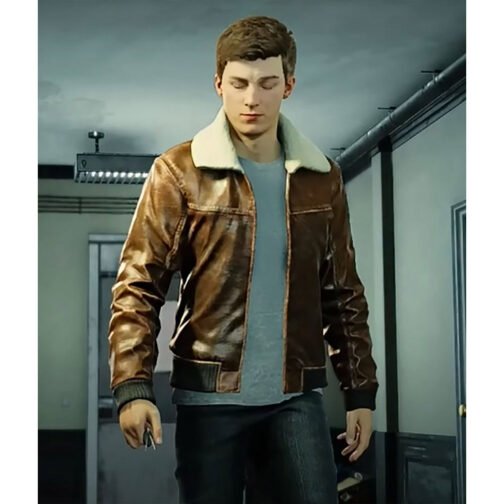 Peter Parker Spider-Man 2 PS5 Bomber Leather Jacket - Image 2