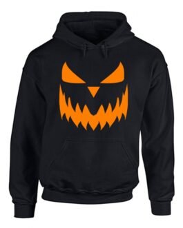 Pumpkin Face Halloween Fleece Pullover Hoodie