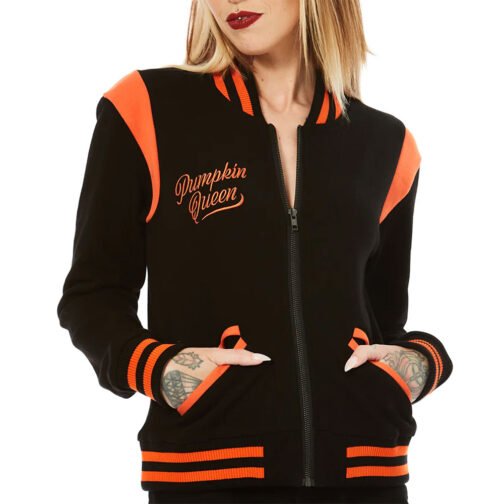Pumpkin Queen Black Varsity Jacket - Image 2