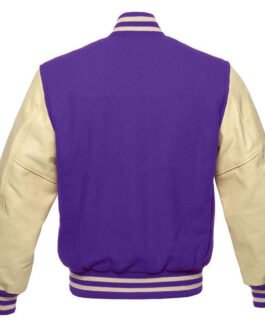 Purple and Cream Varsity Wool/Leather Jacket