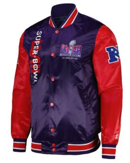Super Bowl LVIII Purple and Red Varsity Satin Jacket