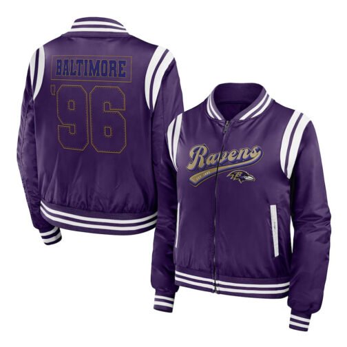 Purple Baltimore Ravens Bomber Full-Zip Jacket - Image 3
