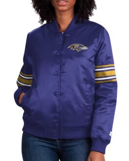 Purple Baltimore Ravens Line Up Full-Snap Satin Jacket