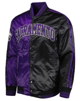 Sacramento Kings Purple/Black Fast Break Satin Jacket