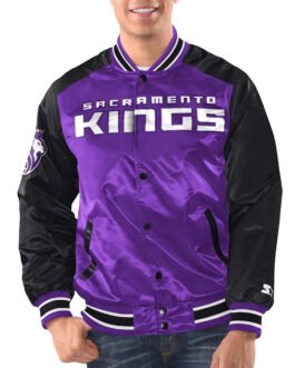 Sacramento Kings Renegade Purple/Black Varsity Satin Jacket