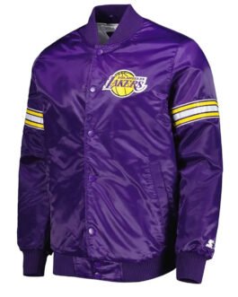 Pick & Roll LA Lakers Varsity Purple Satin Jacket