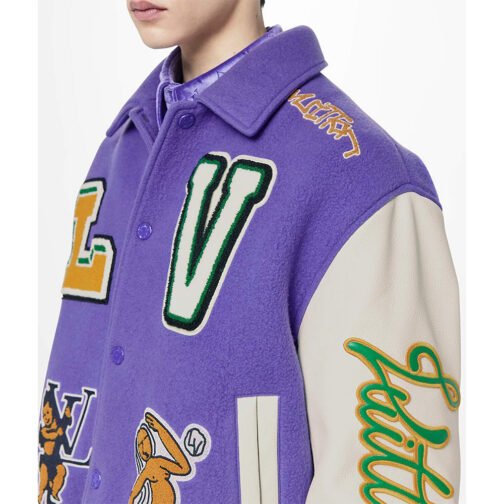 Louis Vuitton Purple and White Varsity Jacket - Image 5