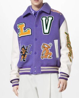 Louis Vuitton Purple and White Varsity Jacket